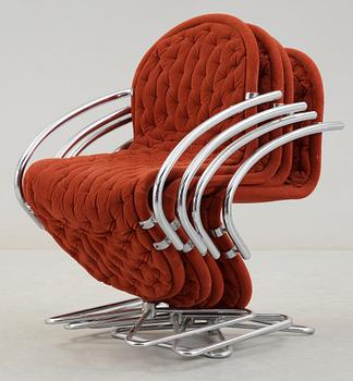 VERNER PANTON, fåtöljer, 4 st, "System 1-2-3 Lounge Deluxe", Fritz Hansen, Danmark 1970-tal.