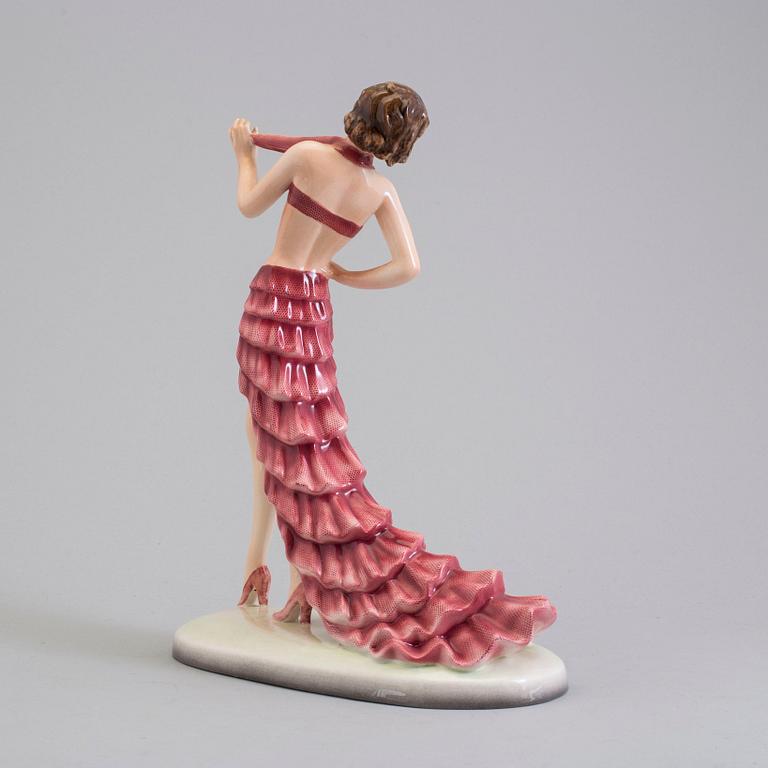 a creamware figurine by Stefan Dakon, Goldscheider, 1938.