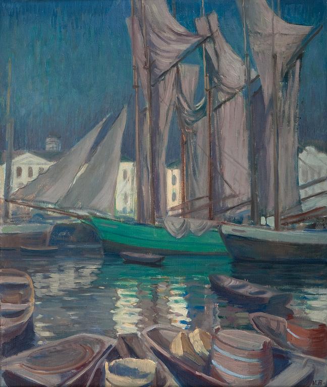 Väinö Blomstedt, BOATS IN THE HARBOUR OF HELSINKI.