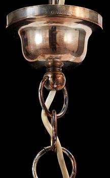 An Elis Bergh silver plated hanging lamp, C.G. Hallberg, Stockholm 1920's.