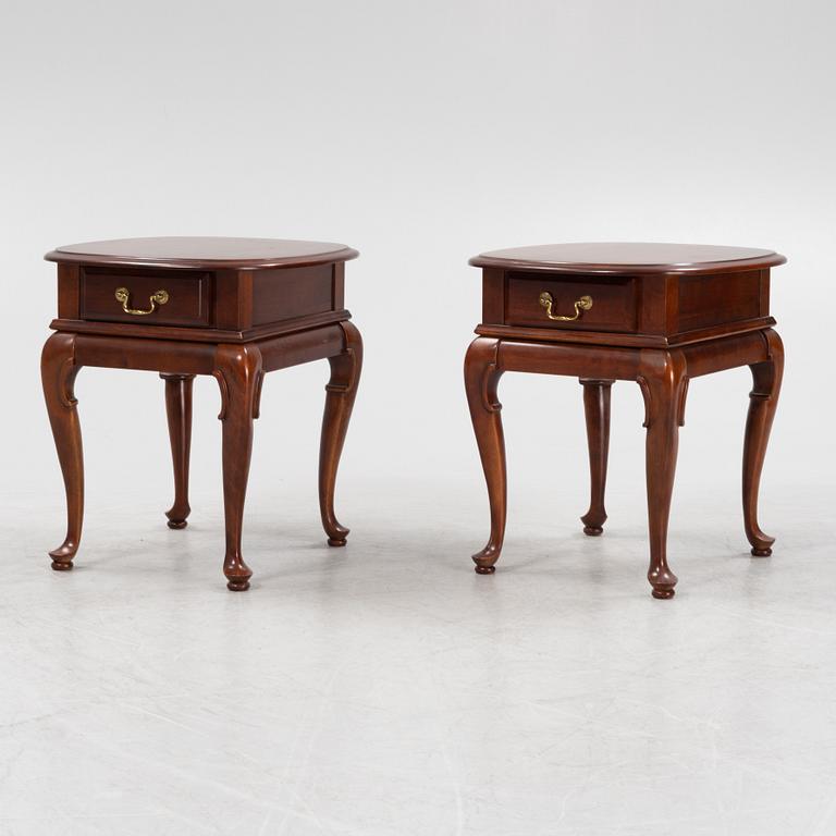 A pair of english style mahogany bedside tables, VIC, Canada, late 20th century.