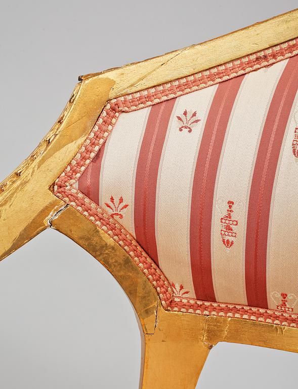 BALJFÅTÖLJER, 3 st, samt PLIANGER, 3 st, AB Axel Beckmans Möbelfabrik, Norrköping, empire-stil, tidigt 1900-tal.