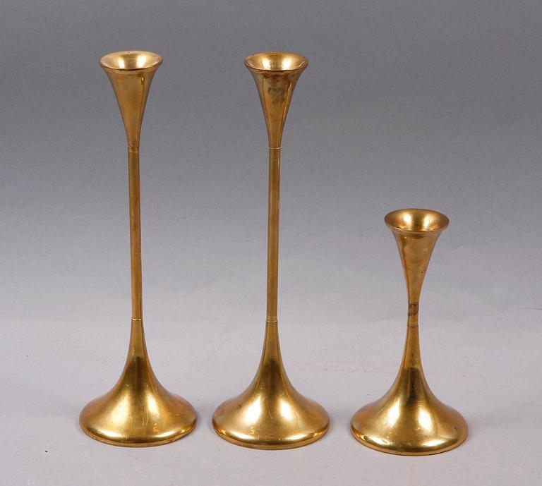 LJUSSTAKAR, 3 st, Freddie Andersen design, Clear Drops, Danmark, 1900-talets andra hälft.