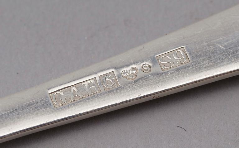 SMÖRGÅSBESTICK, 24 delar, silver, "Rosenholm", GAB, Stockholm 1960-tal. Vikt med stålblad ca 763 gram.