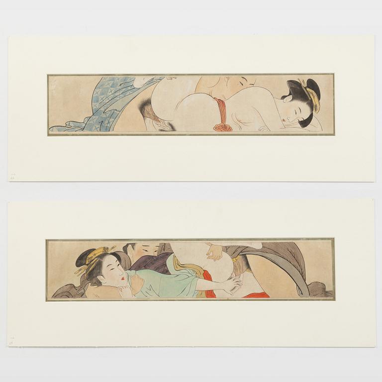 Japansk konstnär, Shunga album, Meiji (1868-1912). 11 målningar.