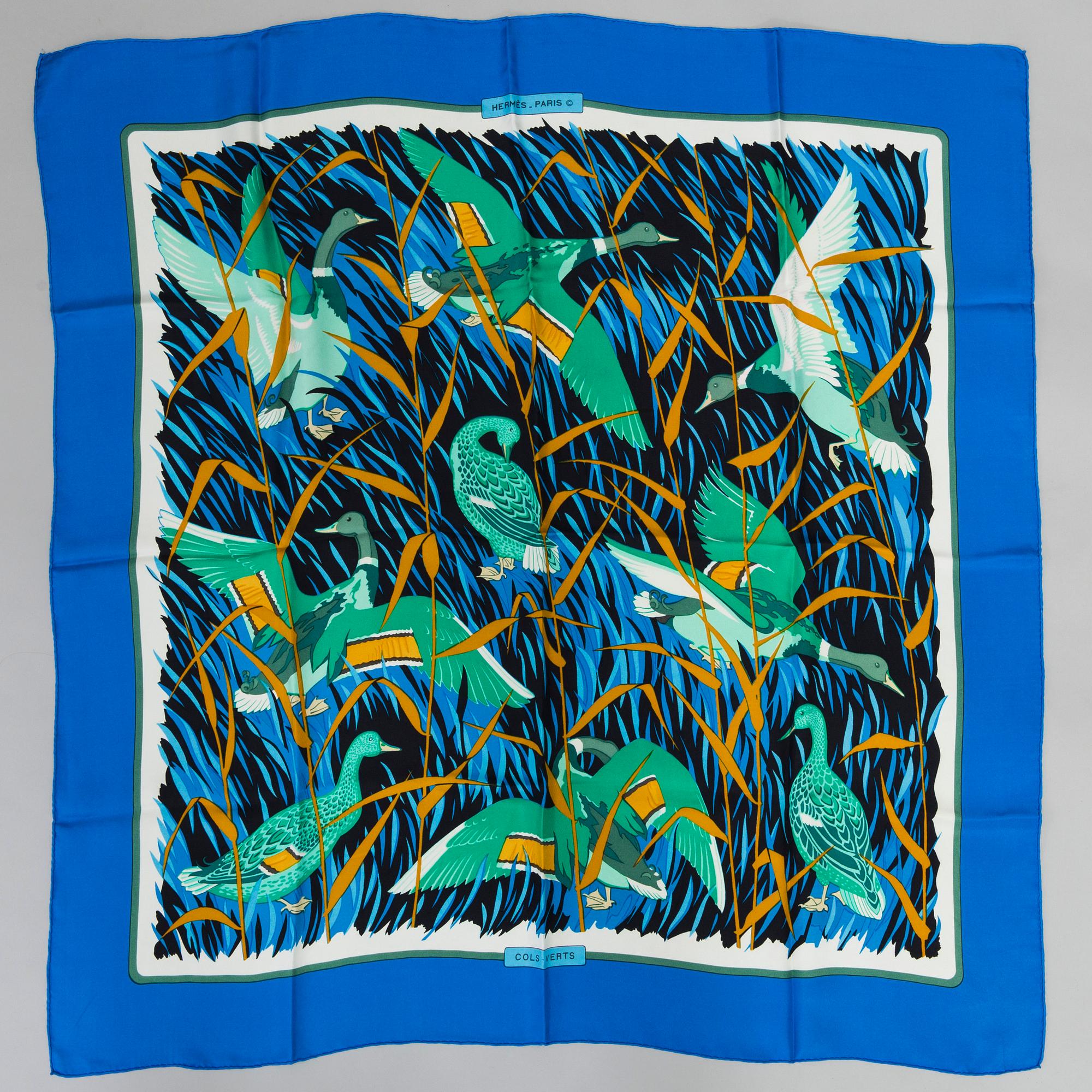 SCARF, "Hermès, "Cols verts", issued 1990.