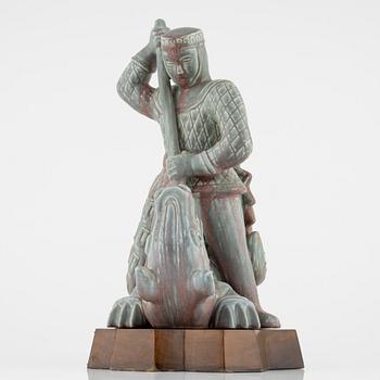 Gunnar Nylund, "S:t Göran och Draken", skulptur, Rörstrand 1900-talets mitt, numrerad 14/25.