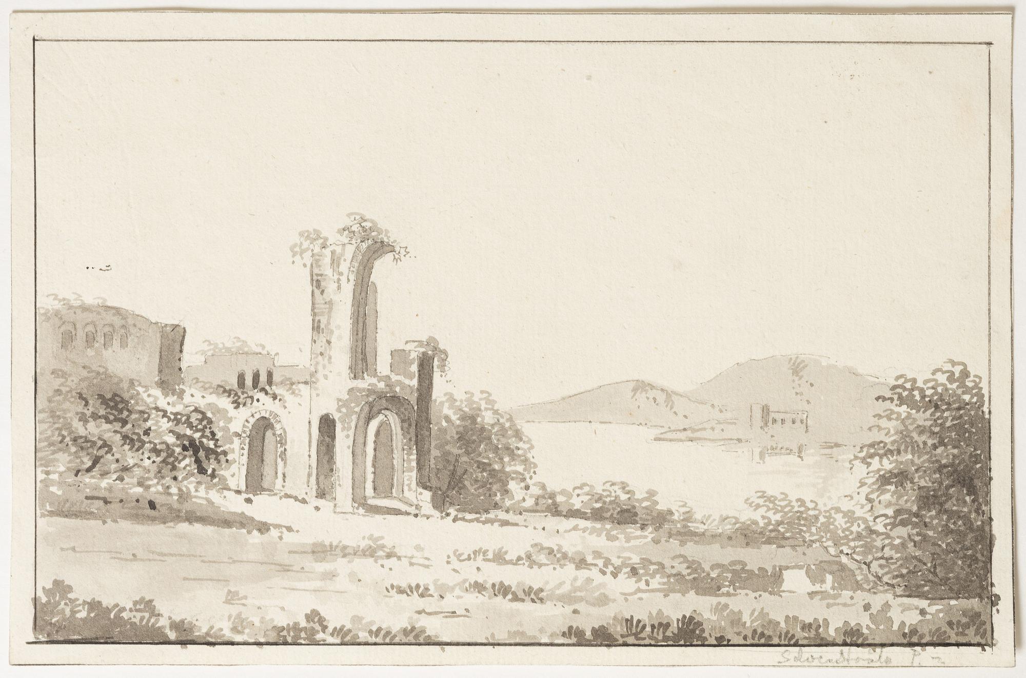 Gustaf Silfverstråhle, Landscape with log cabins/Landscape with ruins.