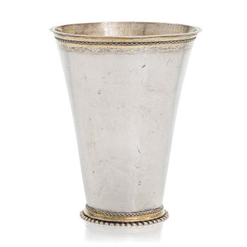 An early 18th-Century parcel-gilt silver beaker, maker's mark of Rudolf Wittkopf the elder, Stockholm 1709.