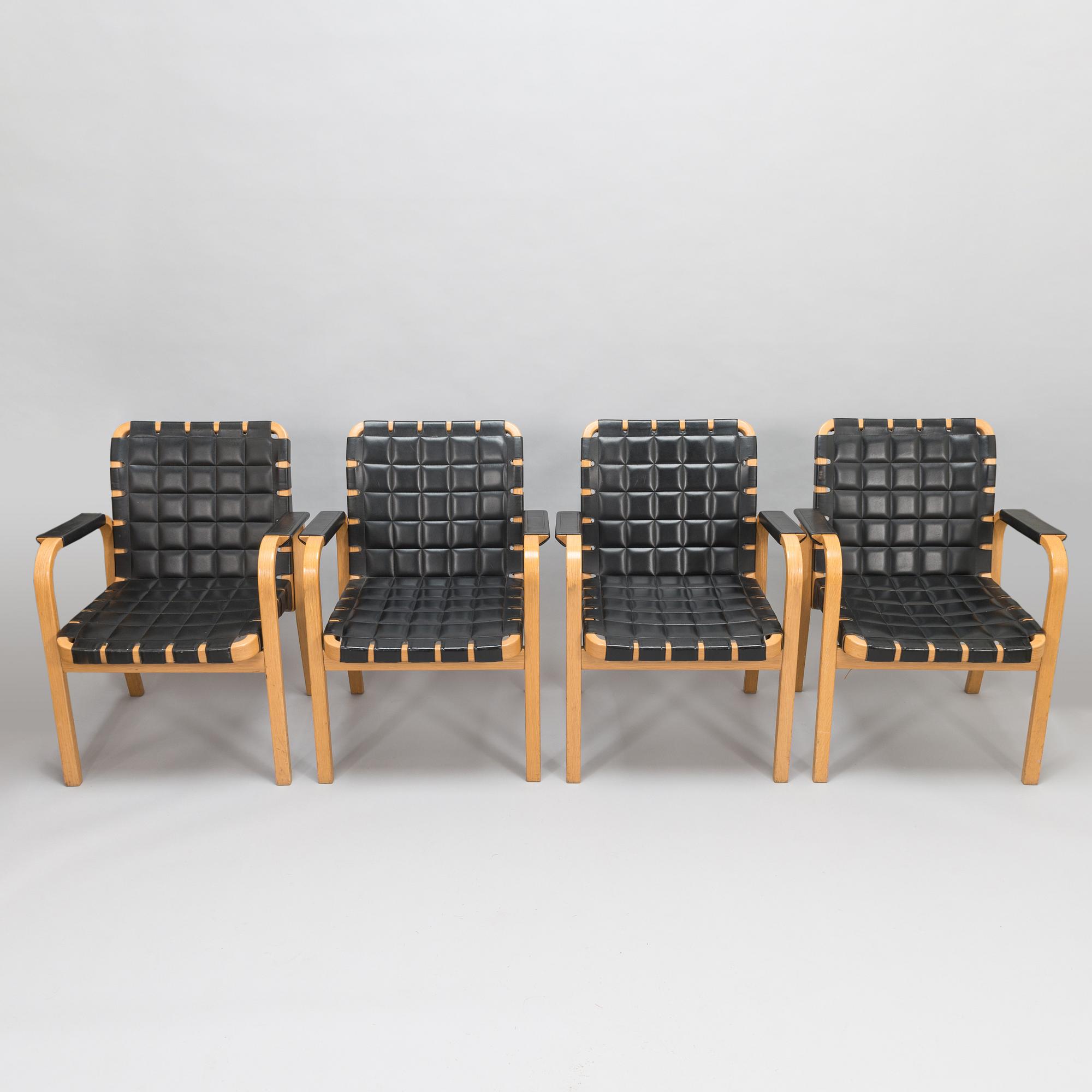 ALVAR AALTO, nojatuoleja, 4 kpl, malli 45, Artek 1900-luvun loppu.