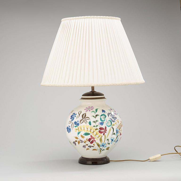 A Stig Lindberg faience table lamp, Gustavsberg Studio 1940's.