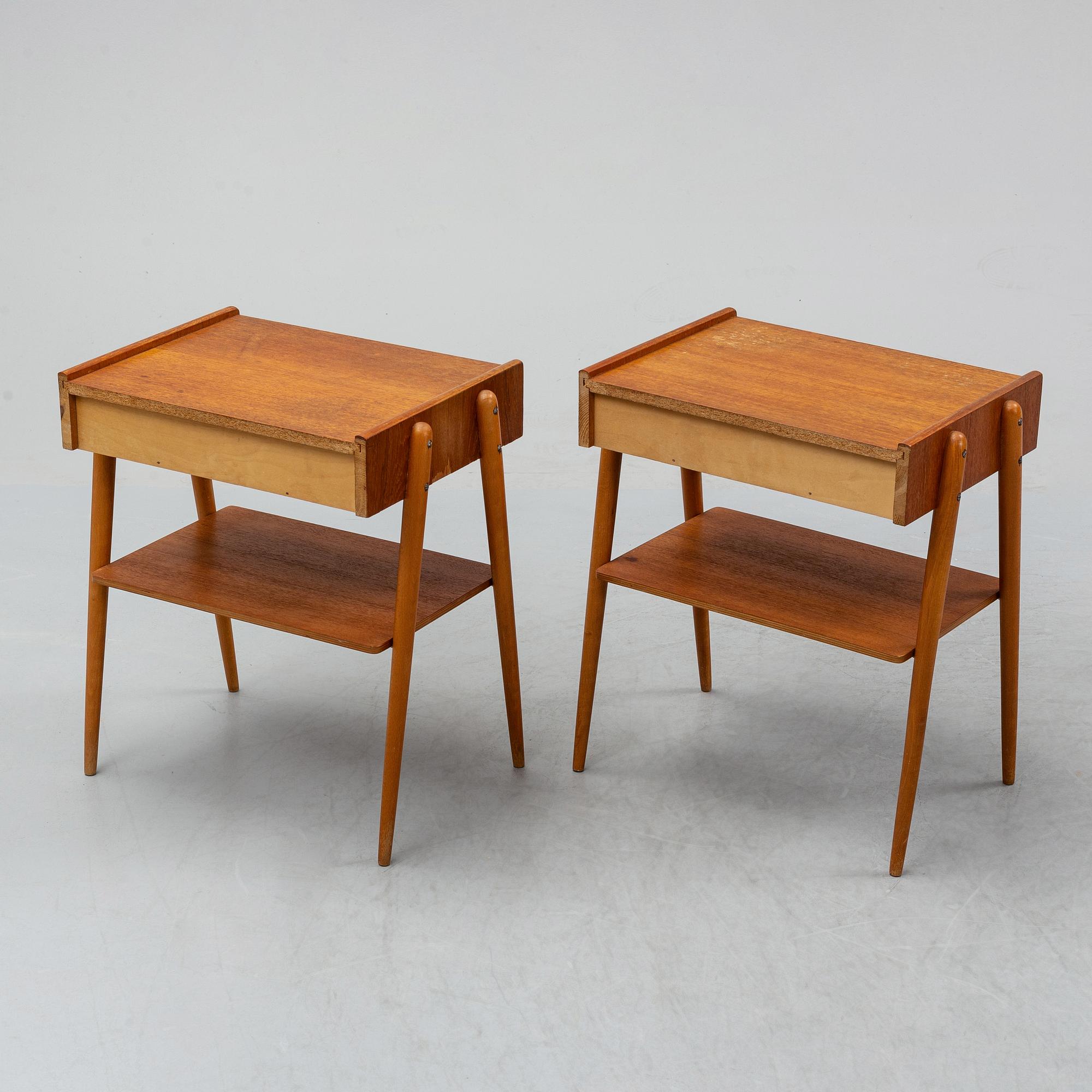 A pair of bedside tables, 1950's-60's.