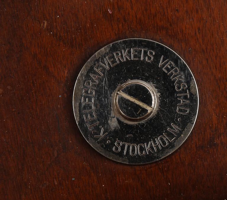 VÄGGTELEFON, Telegrafverkets Verkstad, Stockholm, tidigt 1900-tal.