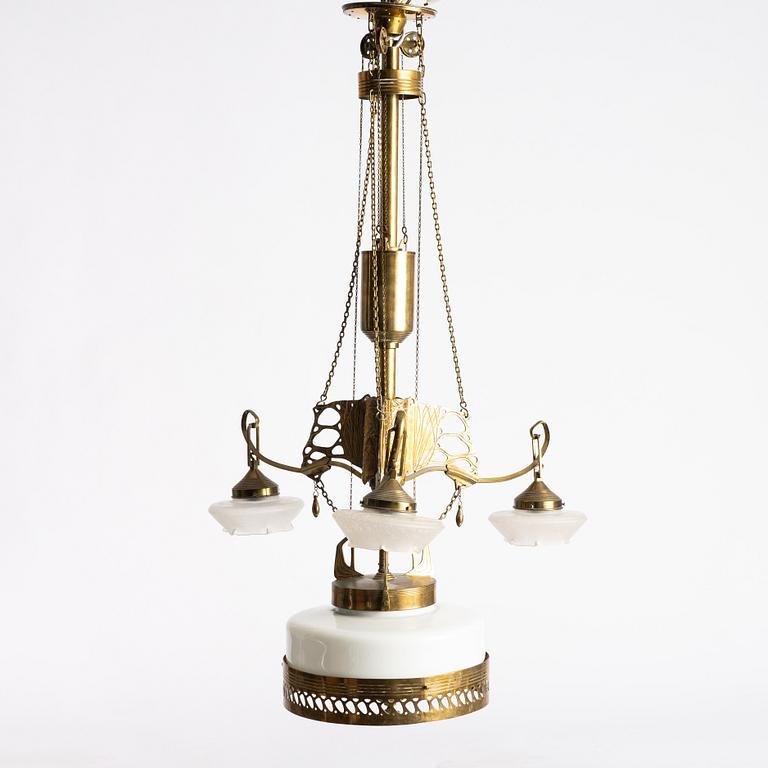 A Jugend brss ceiling lamp, ealry 20th century.
