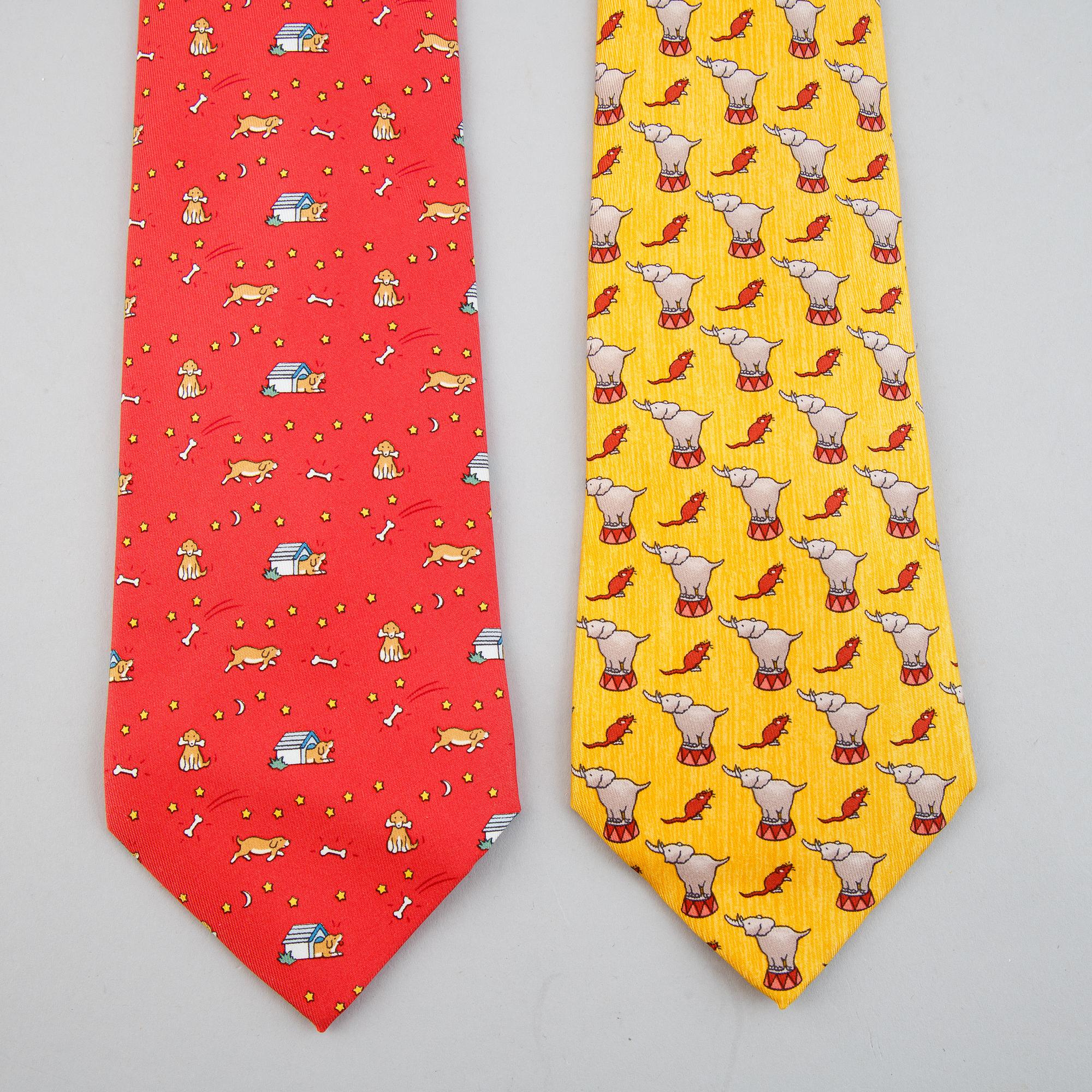 Hermès, four silk ties.