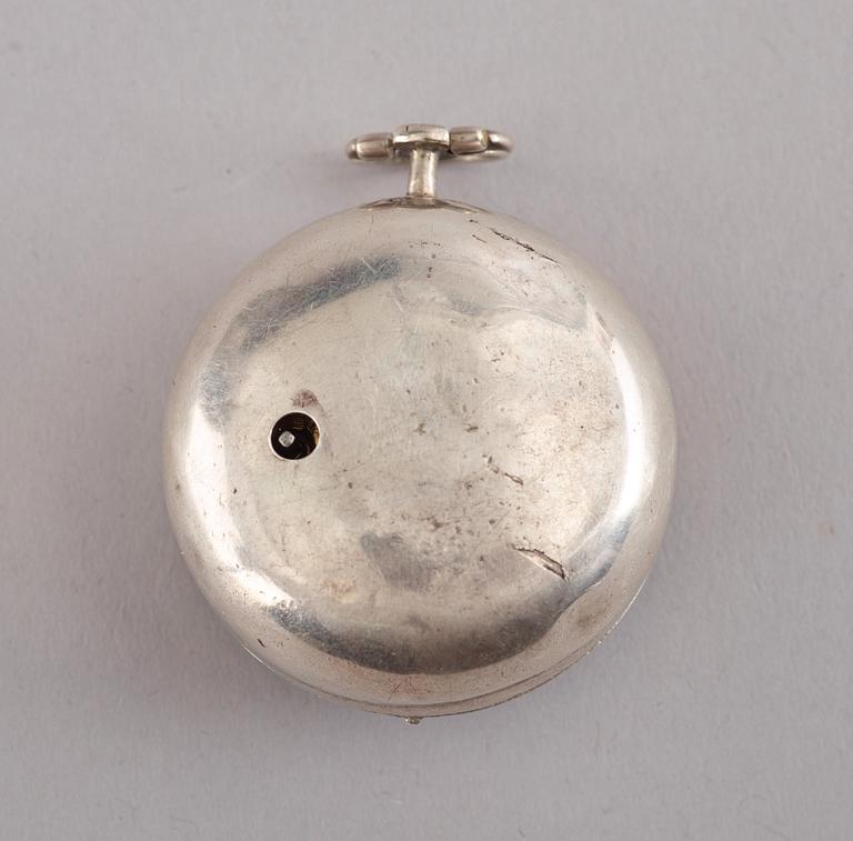 A silver pocket watch, Kipling, London 18th century.