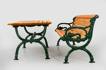 Byarum, sofa and table, aluminum, wood.
