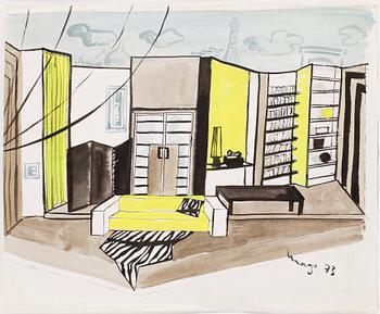 MAX GOLDSTEIN, dräktskisser, teckningar, blyertsskisser, tygprover, ca 30 st, vissa daterade o signerade.