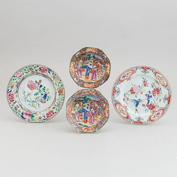 Four (2+2) famille rose export porcelain dishes, Qing dynasty. Qianlong (1736-95).