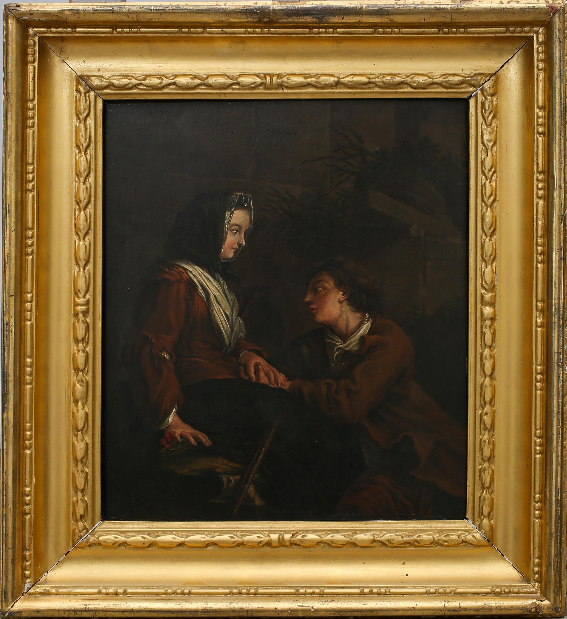 OKÄND KONSTNÄR, olja på pannå, sent 1700- / tidigt 1800-tal.