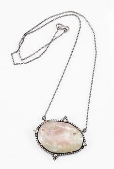 COLLIER, silver, safir och diamanter.