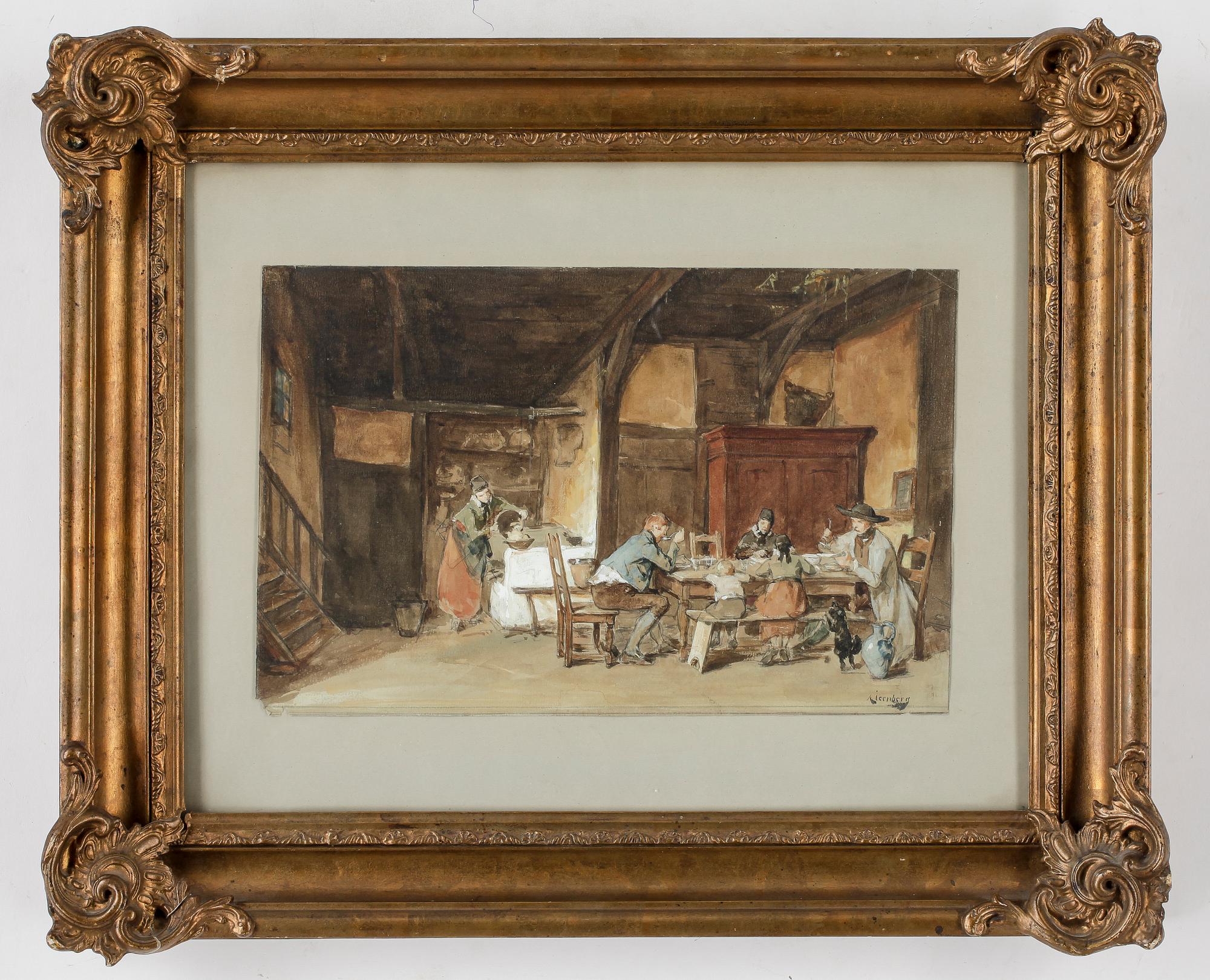 AUGUST JERNBERG, gouache på papper, signerad.