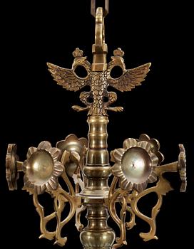 LJUSKRONA, mässing, barockstil, 1800-talets slut. Höjd ca 70 cm.