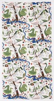 Josef Frank, four linnen curtains, 'Gröna Fåglar', Firma Svenskt Tenn, Sweden.