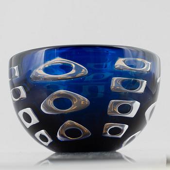 Ingeborg Lundin, skål, glas, ariel, Orrefors 1977.