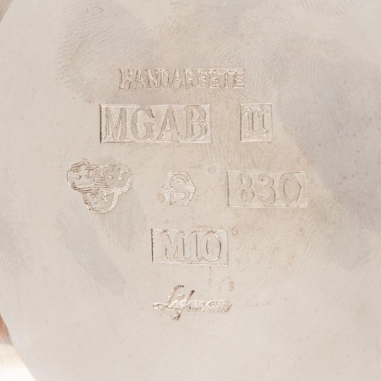 Skålar, 4 st, silver, GAB, MGAB samt Råströms silver- o nysilverfabrik, 1964-1986.