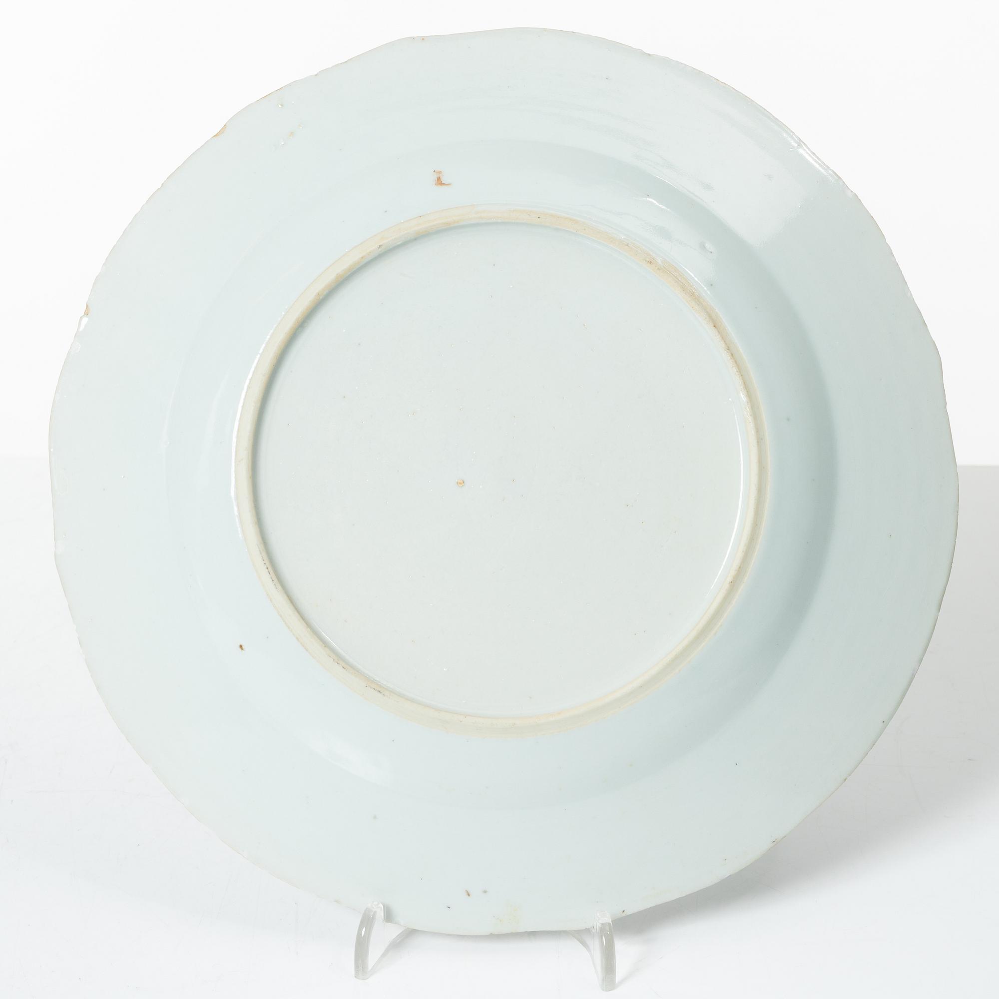 A set of five famille rose plates and four soup plates, Qing dynasty, Qianlong (1736-95).