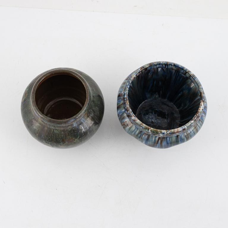 Two Art Nouveau earthenware, pots, Höganäs, early 20th century.