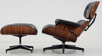 A Charles & Ray Eames Lounge Chair and ottoman by Herman Miller,