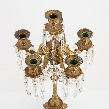 A pair of bronze candelabra, late 19th Century.