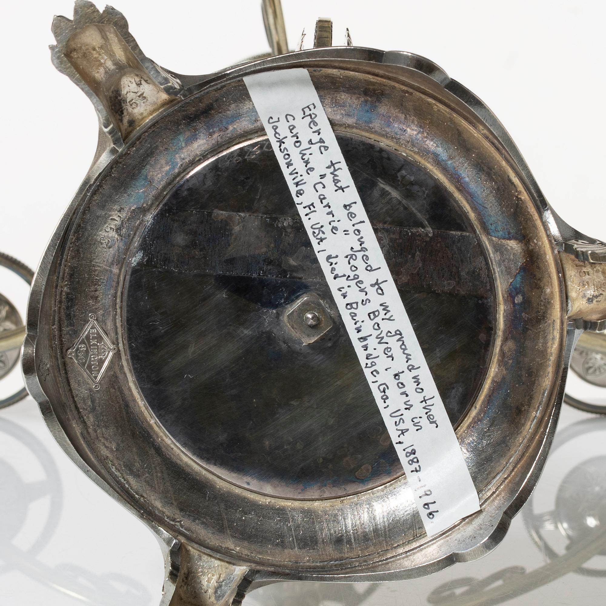 Bordsuppsats, nysilver, Elkington & Co, England, 1862.