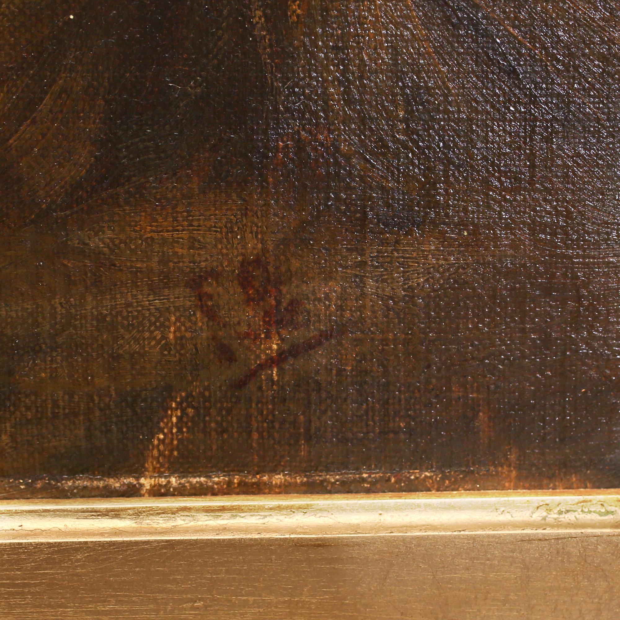 OKÄND KONSTNÄR, olja på duk, monogramsignerad, 1800-tal.