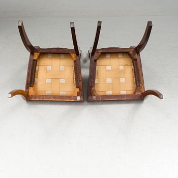 A pair of Karl Johan mahogany chairs first half of the 19th century.