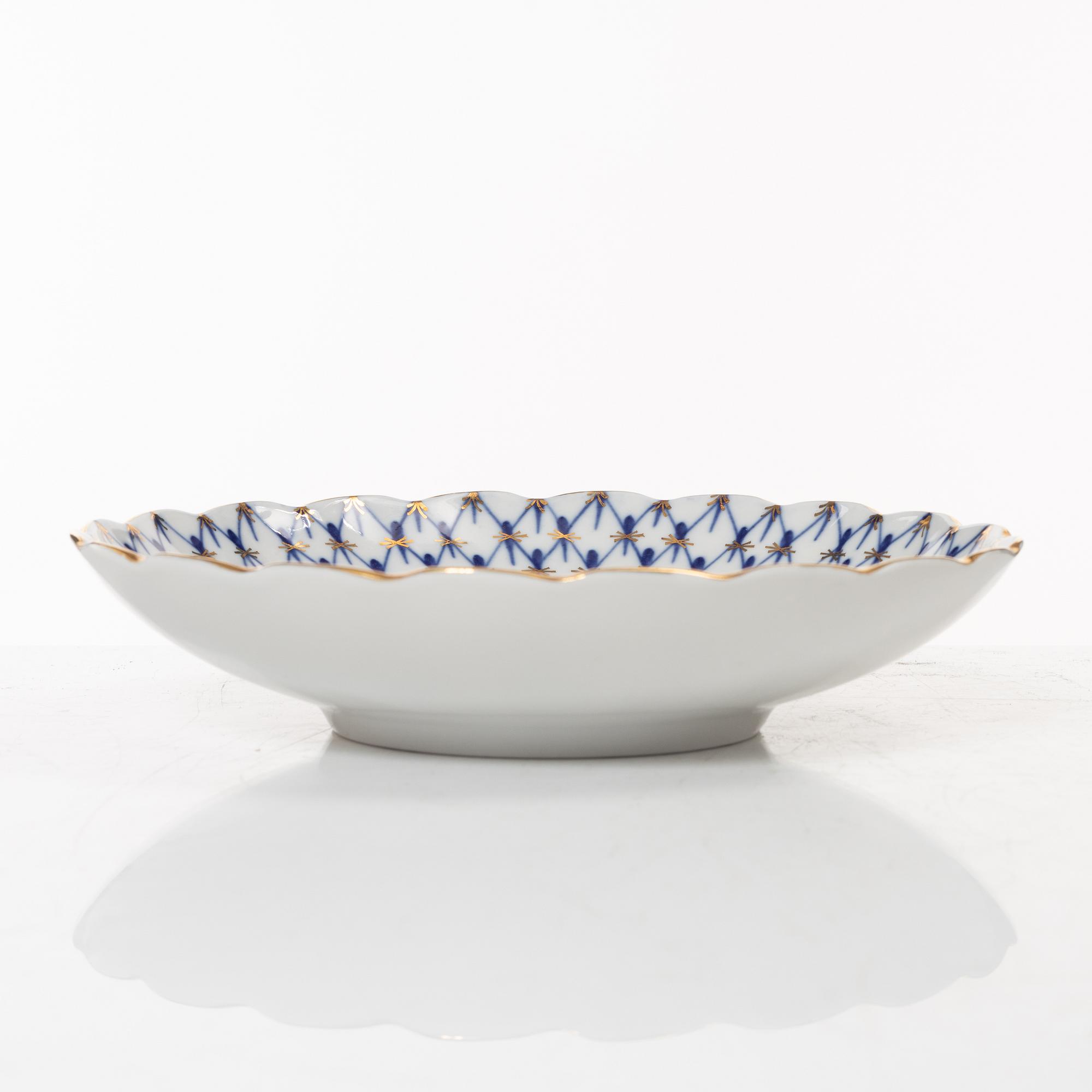 A 35-piece 'Cobalt Net' porcelain  Lomonosov, Soviet Union.