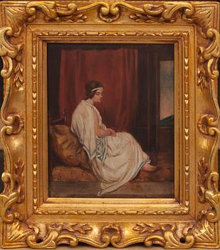 OKÄND KONSTNÄR, olja på pannå, 1800-tal.