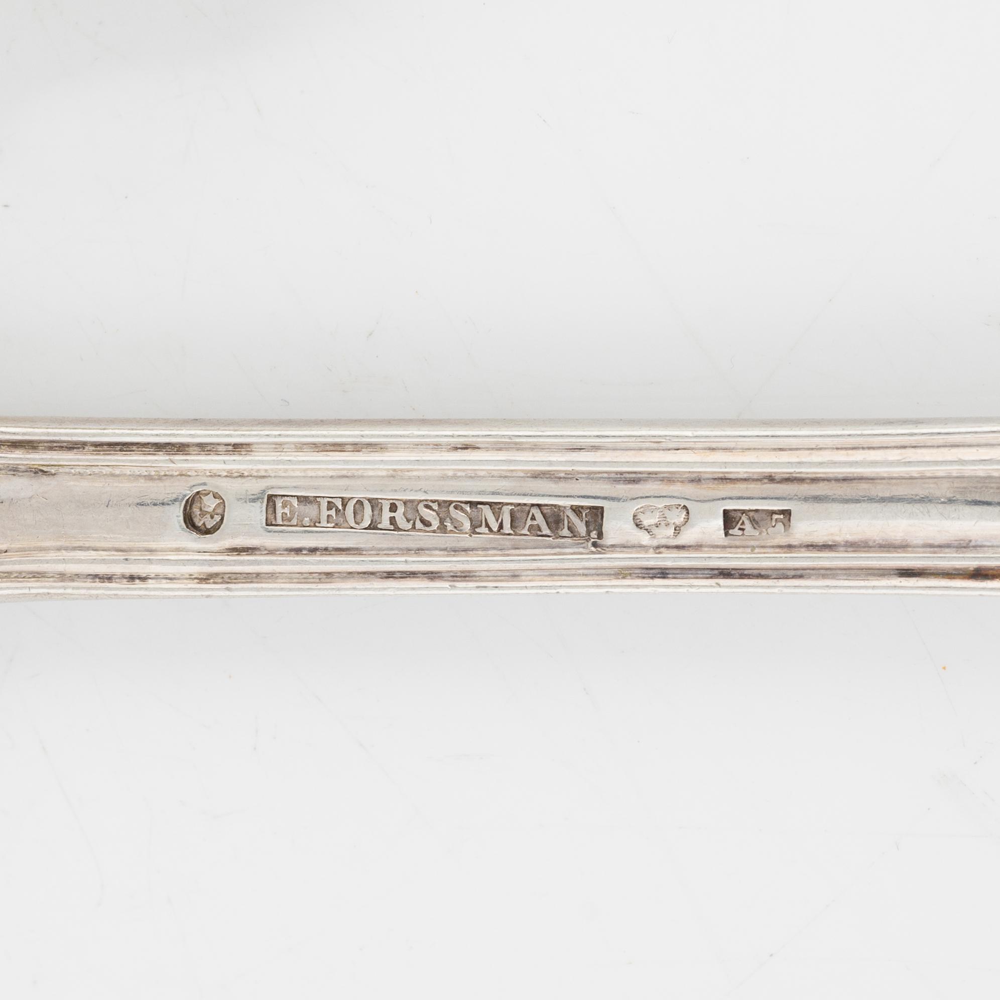 A set of silver cutlery, among others Emanuel Forssman, Växjö, 1855.