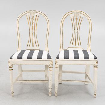 Three matched Gustavian chairs, second half of the 18th century.