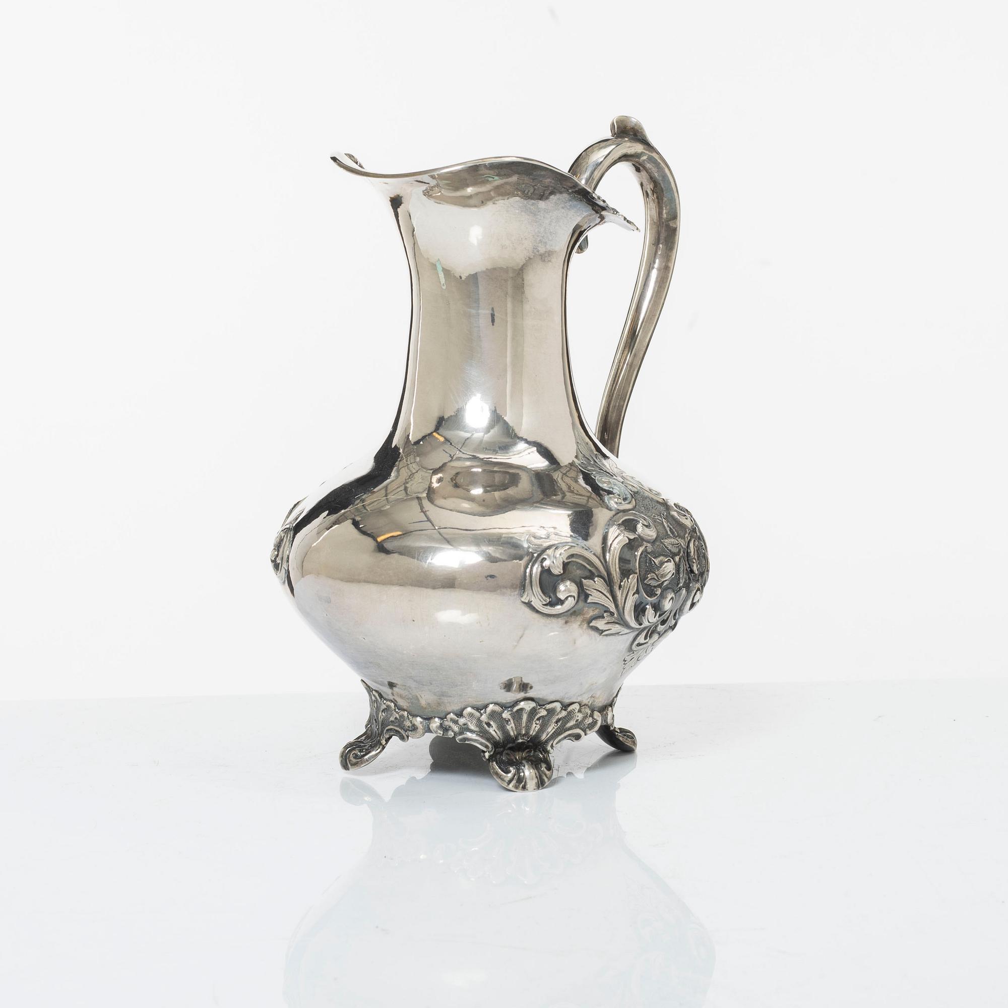 Jug, neo-Rococo, silver, Johan Teodor Palmgren Norrköping  1869.