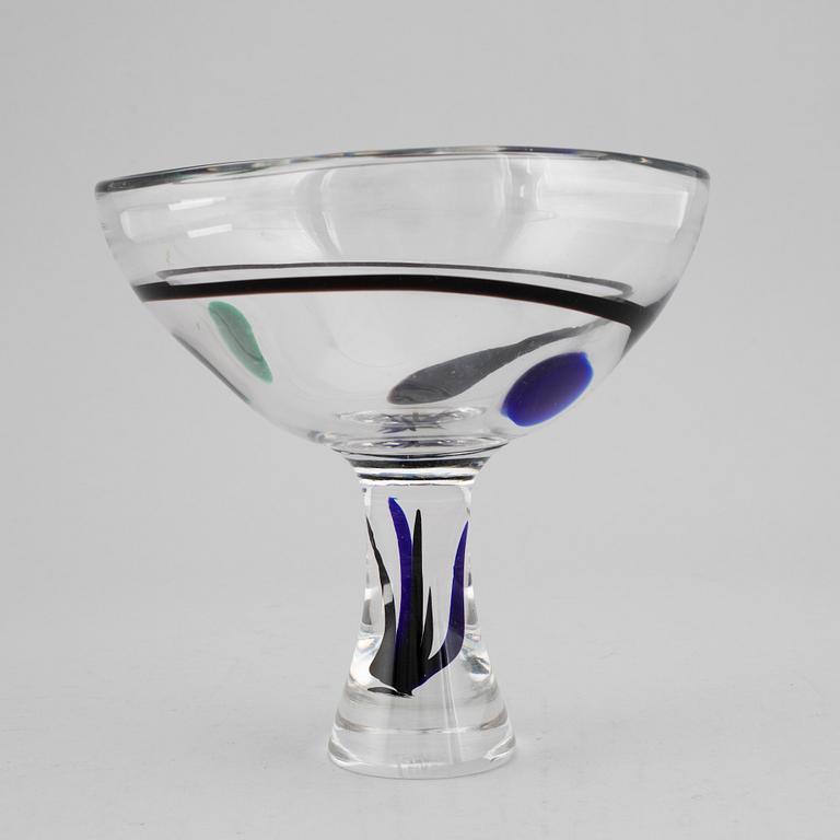 VICKE LINDSTRAND, a footed bow, glass, signed and numbered LV 2018, Kosta, Sweden.