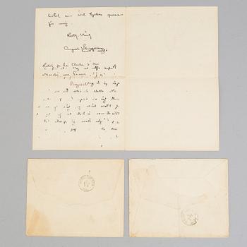 A letter and two envelope, August Strindberg.