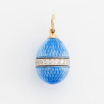 W.A Bolin, jeweled egg with blue and black enamel and a band of brilliant-cut diamonds.