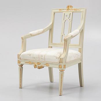 A late Gustavian style armchair, Lindome, circa 1800.