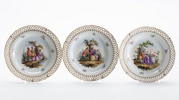 SERVISDELAR, Meissen 3 (+5) delar, 18/1900-tal.