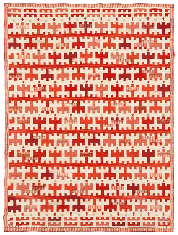 CARPET. "Rödbroka". Flat weave (Rölakan). 315,5 x 231,5 cm. Signed AB MMF AML.