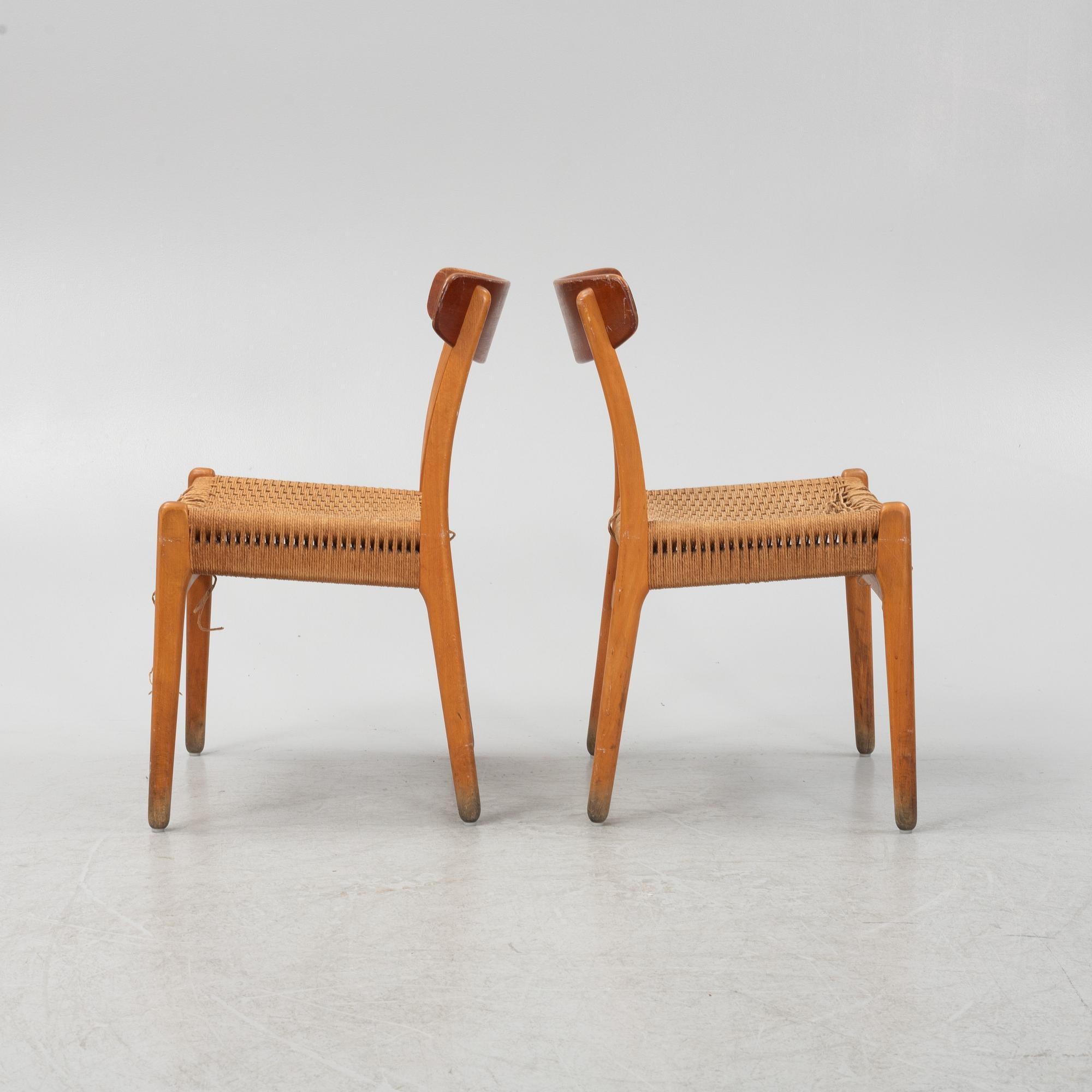 Hans J. Wegner, five 'Spisestolen/CH-23", Ljungströms Möbler, Mariestad, 1960's/70's.