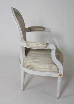 KARMSTOL, gustaviansk stil, 1800/1900-tal.